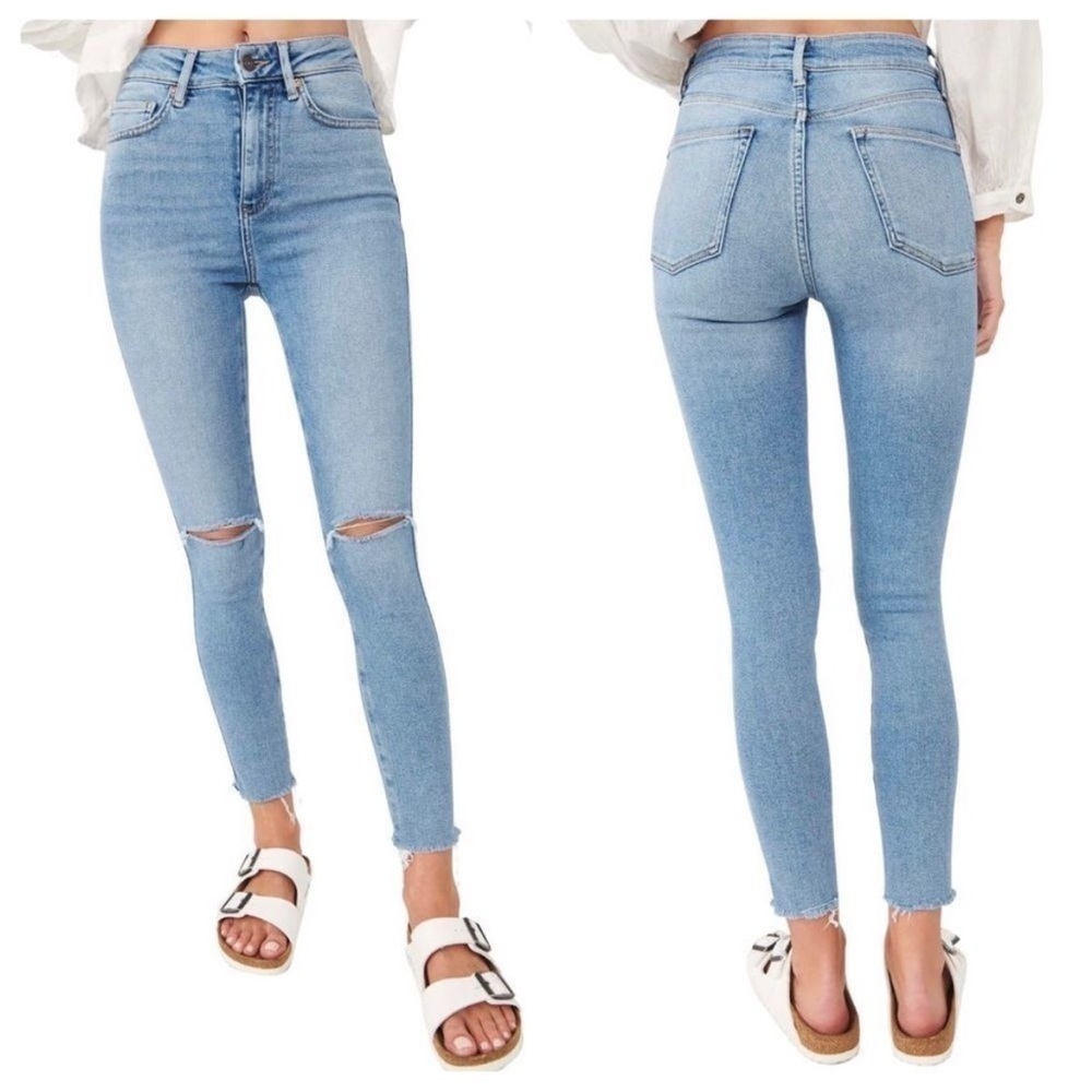Free People High Rise Busted Knee Ankle Jeans - Picture 3 of 7